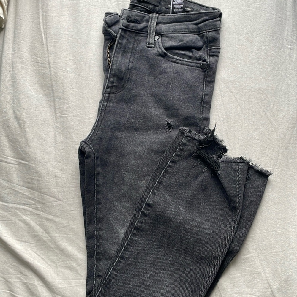 Kendall + Kylie The Iconic High Rise Straight Black Ripped Jeans